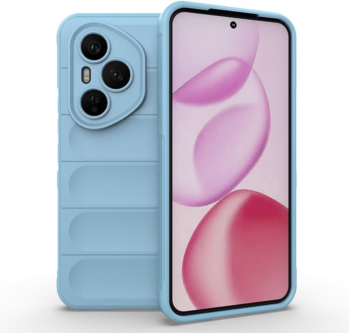 Hoesje voor HONOR 400 Pro 5G, stevige schokbestendige hoes, zachte siliconen airbag ontwerp rubberen hoes zware bescherming ultradunne hoes - lichtblauw