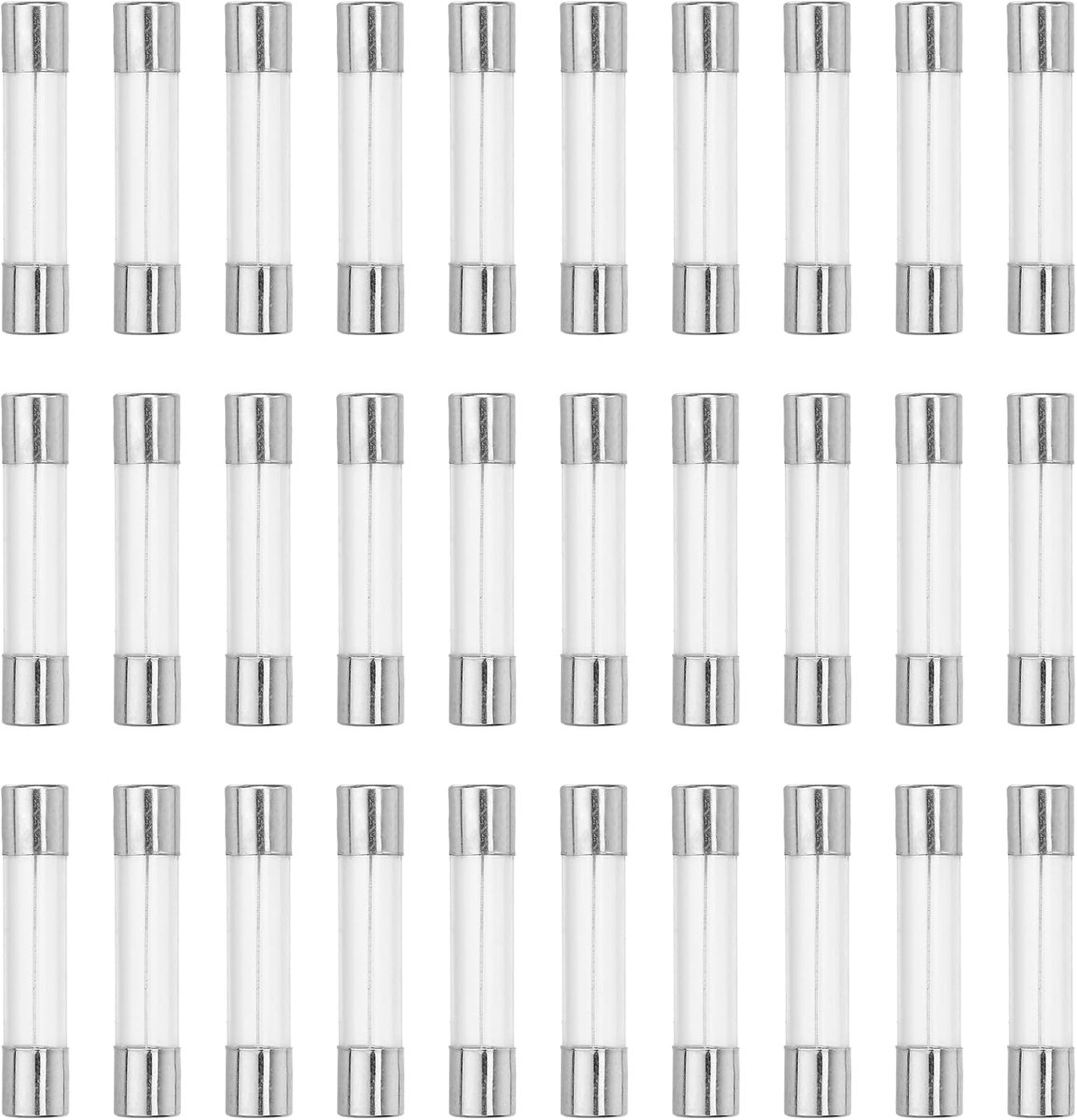 30 stuks fijne zekeringen 7 A zekeringen 250 V glaszekeringen snelle auto glazen buiszekeringen kit 6 x 30 mm