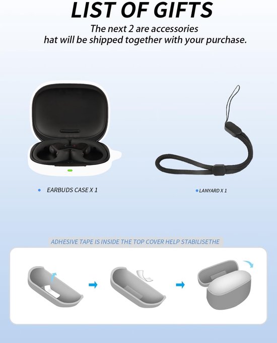 Hoes voor Shokz OpenFit Pro, zachte siliconen beschermhoes, compatibel met Shokz OpenFit Pro, met omhangband, stofdicht, schokbestendig en duurzaam, wit — afbeelding 3