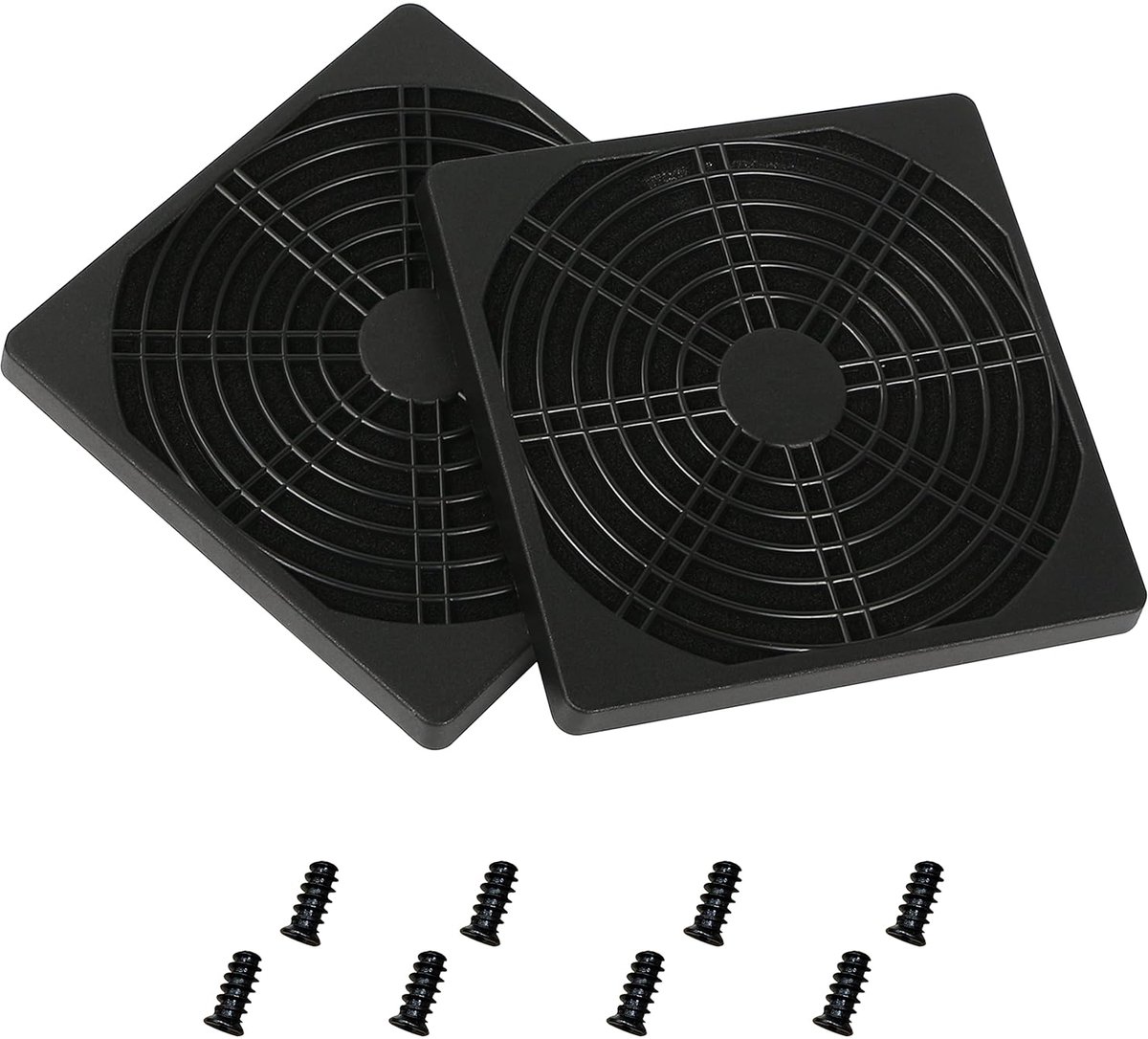 PC-ventilator, roosterfilter, 12 x 12 cm, zwart pvc, stoffilter, 122 mm, computerventilatorfilter met schroeven, zwart (12 cm)