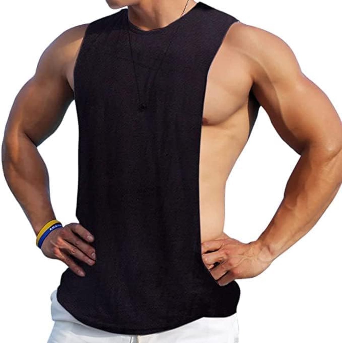 Mouwloze spier Stringer vest gesneden Open Gym Training Bodybuilding Tank Top