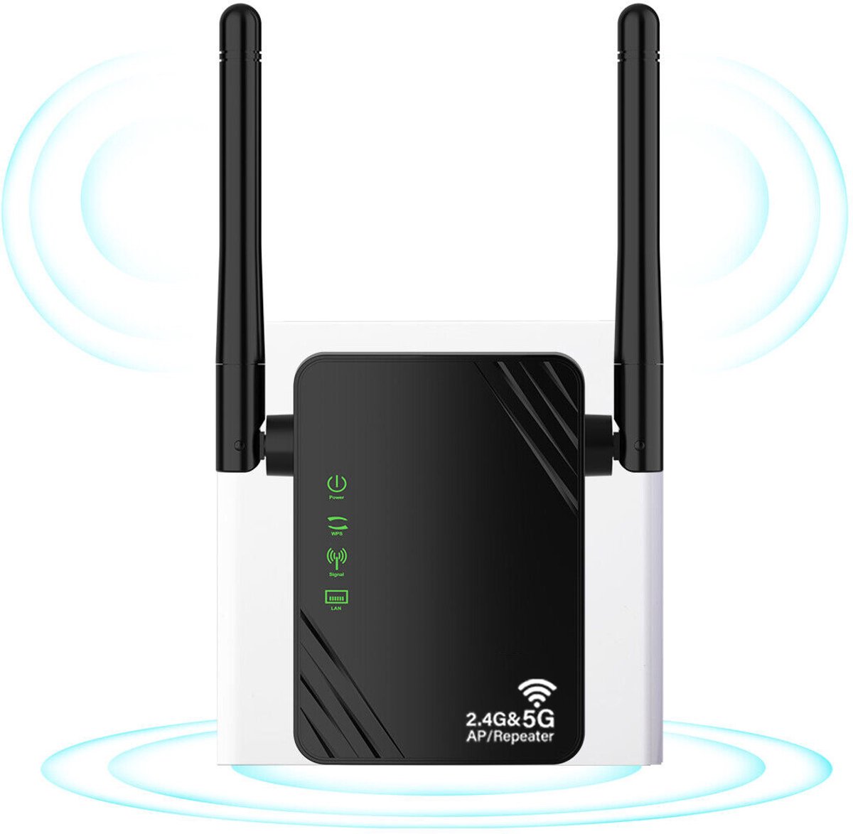 Wi-Fi-router - Wi-Fi-repeater - WiFi-signaalversterker - 1200 Mbps - 5G-netwerkrepeater - Draadloze signaalversterker - Zwart