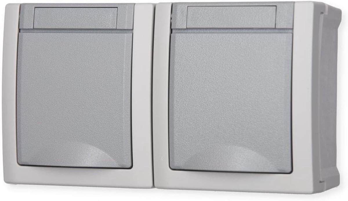 Natte kamer schakelaarprogramma dubbel stopcontact Pacific grijs 90591088-DE