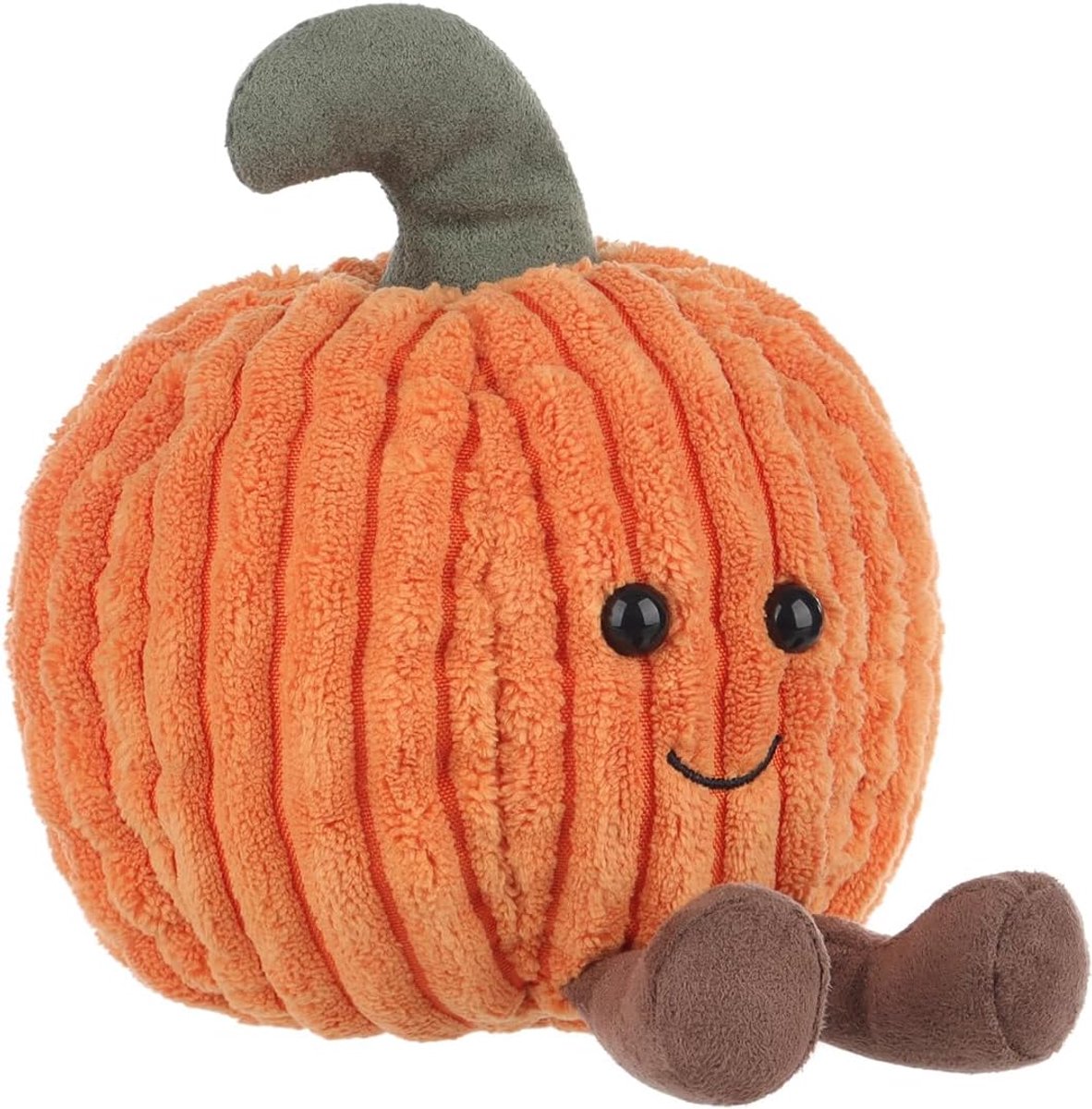 Lamb Corduroy Pompoen, levensmiddelen, pluche dieren voor kinderen, zacht schattig knuffeldier voor baby's, meisjes en jongens, pluizige pompoen, oranje, 12 cm
