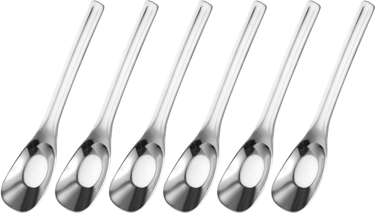 Soeplepels 5,9 inch roestvrij staal kleine Chinese soeplepels voor dessert muesli ravioli wonton zilverkleurig