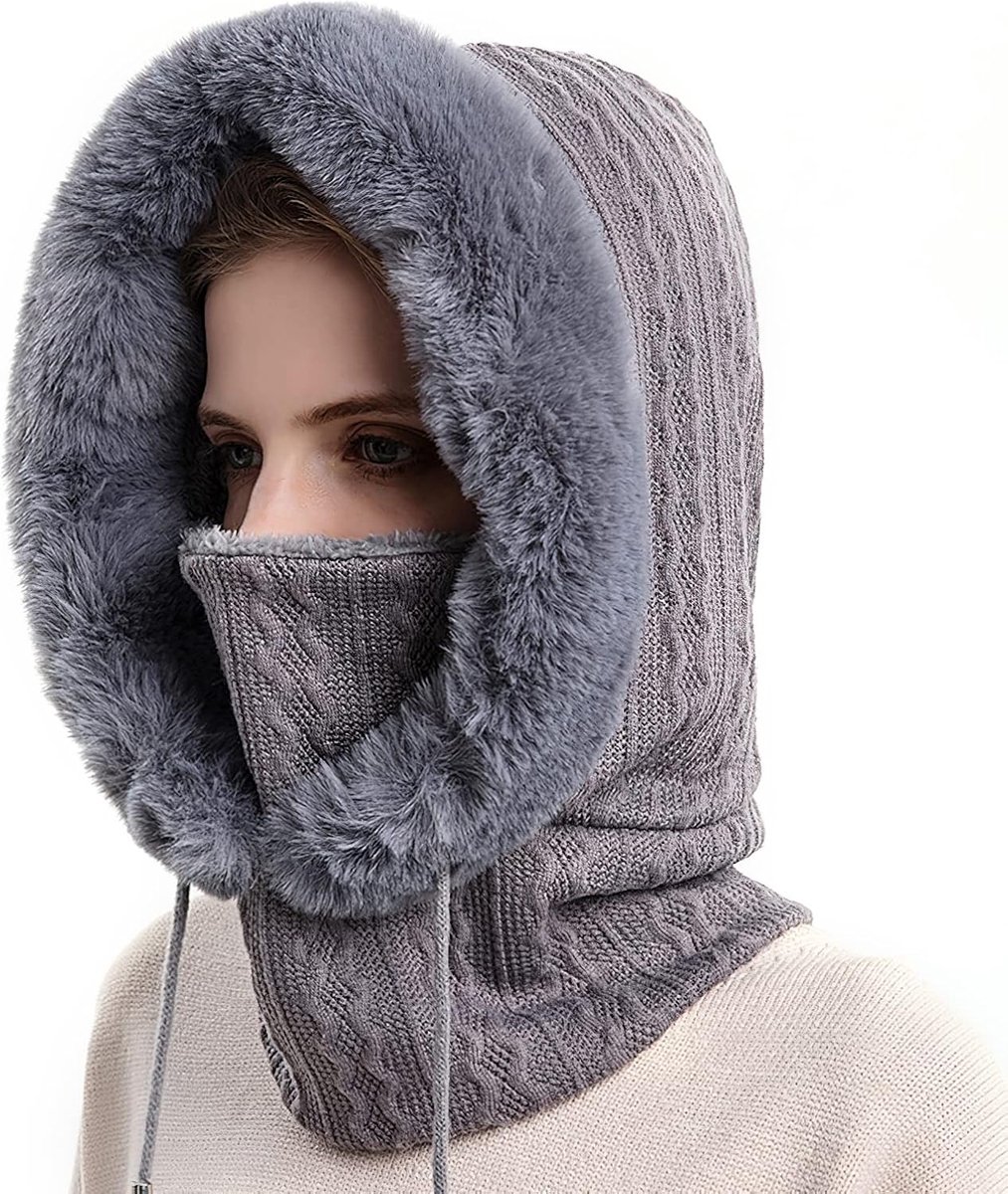 Bivakmuts gezichtsmasker voor dames, warm balaclava, winddicht volgelaatsmasker, verstelbaar skimasker, capuchonsjaal, winterfleecemuts voor skiën en fietsen, universele maat