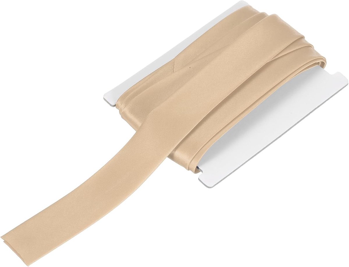 Double Fold Bias Tape voor naaien, 1 inch x 6 Yards Satijn Pre-Fold Continuous Binding Tape voor Naaien Quilting Hemming Binding DIY Crafts, Lichtbruin