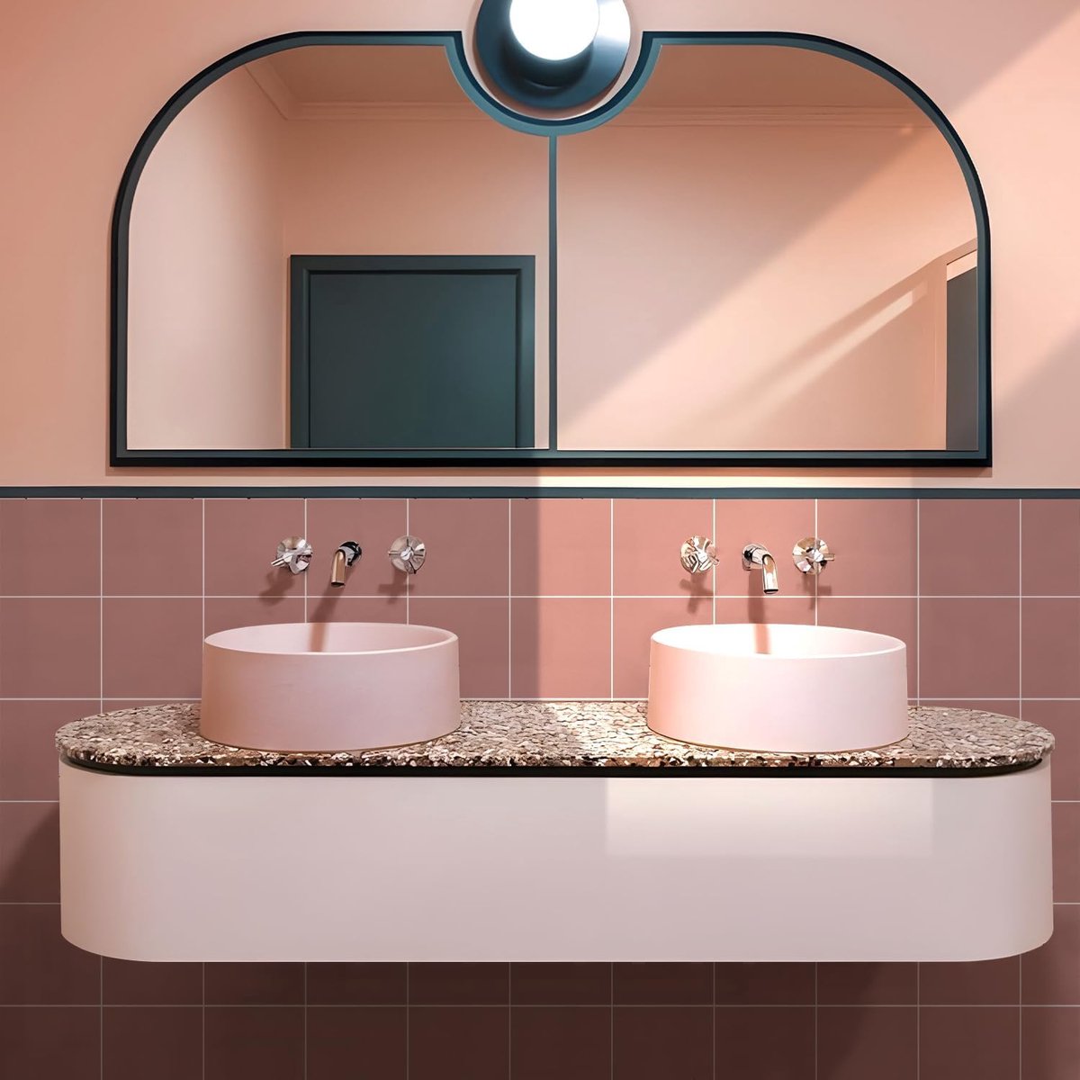 Tegelsticker, roze getextureerde zelfklevende tegelstickers voor badkamer en keuken, spatwand voor fornuis, beschermfolie verwijderen