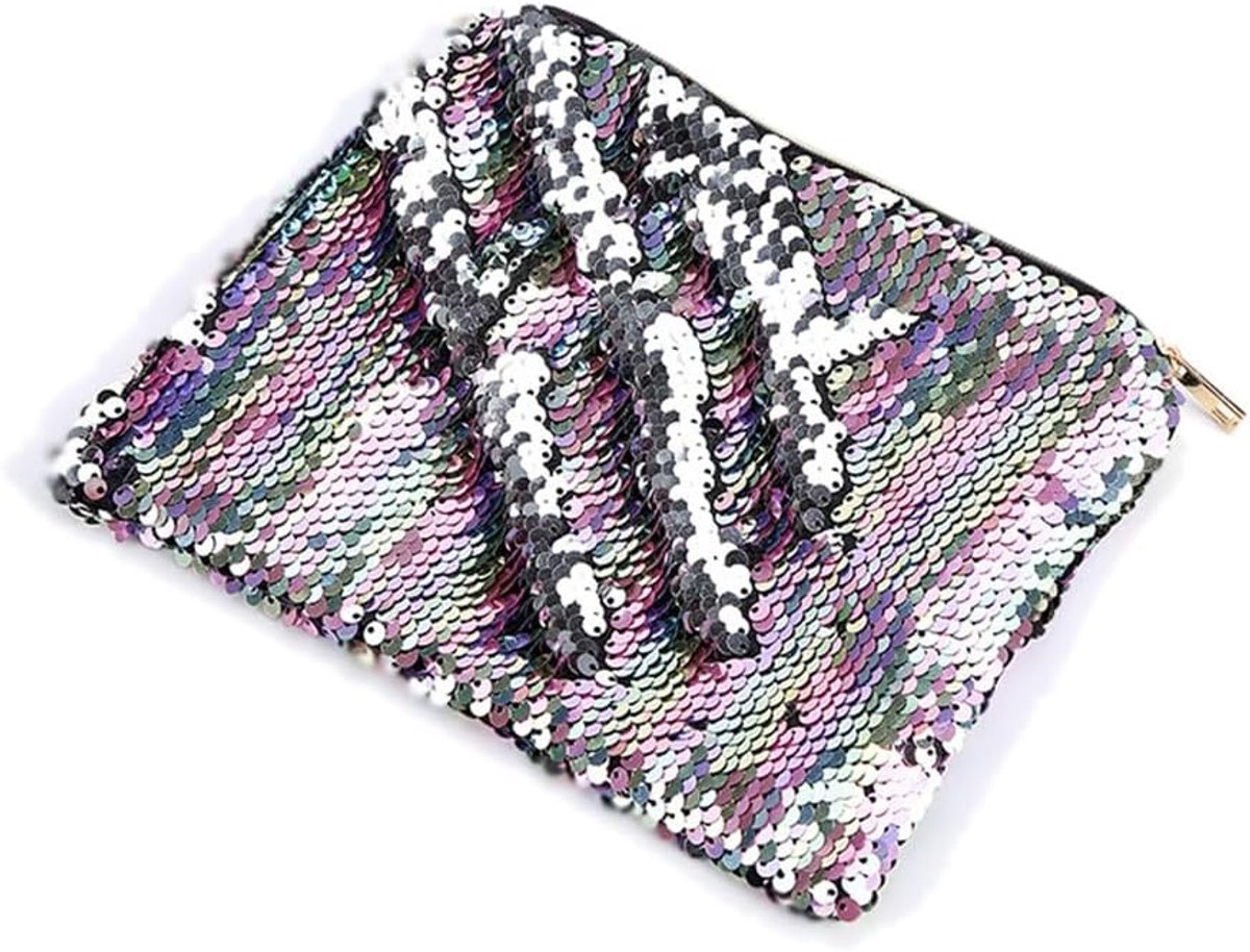 Pailletten etui pennenzak houder grote capaciteit met glitters kantoor organizer opslag make-up tas voor studenten meisjes, D, 20*16*1 cm, Modern design