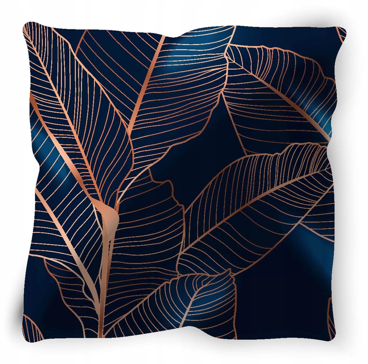 Decoratieve Kussenhoes Koperen Bladeren Marineblauw 40x40 cm