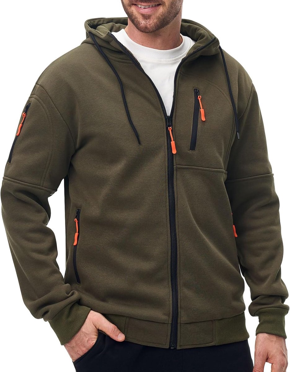 Hoodie fleece capuchonpullover lange mouwen capuchon mannen vrije tijd capuchon sweatshirt met ritssluiting en zakken herfst winter