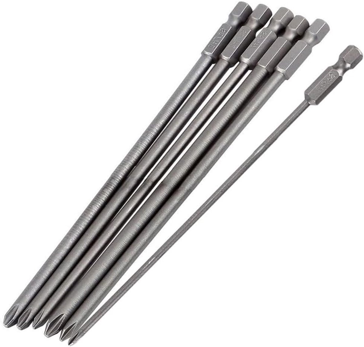 6 stuks 150 mm kruiskop schroevendraaier bits 1/4 inch zeskant magnetische kruiskop schroevendraaier bits PH1 PH2