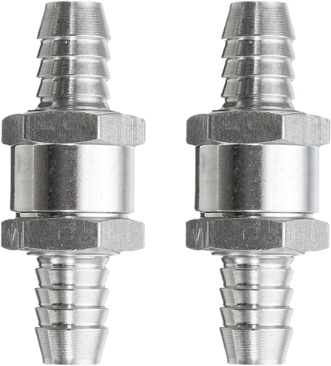 2 stuks terugslagventiel zwembad, benzinekraan 8 mm, aluminium terugslagventiel voor brandstof, benzine, diesel, plantaardige olie en water, ideaal voor zwembad, carburateur, lage druksystemen
