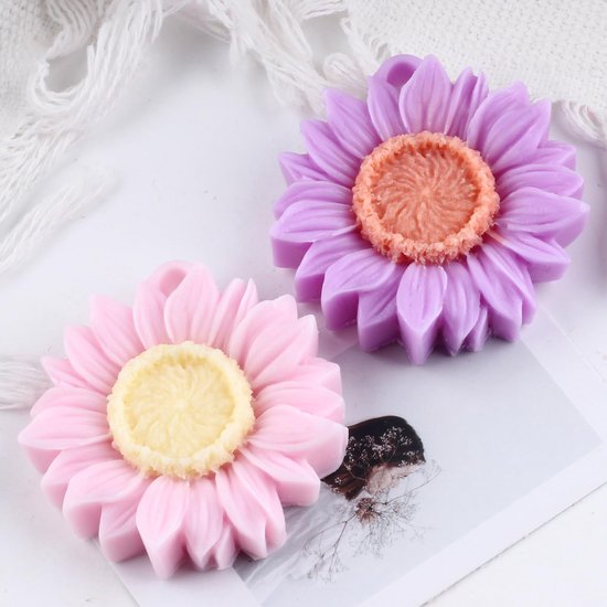 Zonnebloemen kaarsvorm chrysanten siliconen kaarsvorm zonnebloemen hars gietvorm voor kaarsen thuis decoratie mal aromatherapie gips kaarsen klei ambachten — afbeelding 2