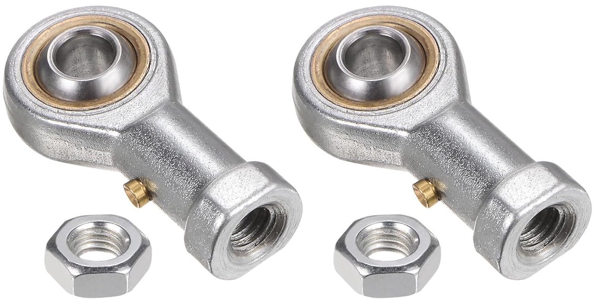 Eindlagers met 8 mm diameter, binnendraad M8 x 1,25 rechts, zelfsmerend scharniereindlager met borgmoer