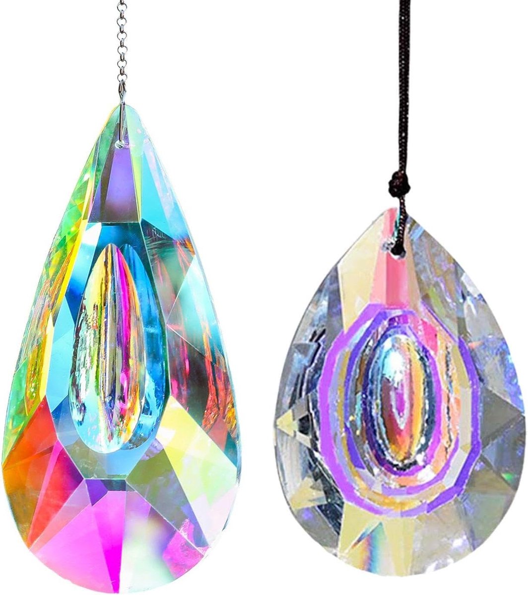 2 stuks kristallen hangers, doe-het-zelf decoratiematerialen, kleurrijke kristallen hangers, woondecoratie, kunnen ramen, tuinen, balkons enz. versieren.