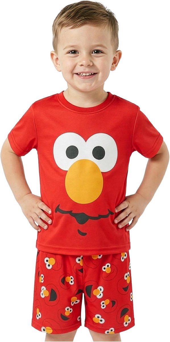 Trend Sesamstraat Pyjama voor kinderen, jongens, 2-delig, zomer, met T-shirt met korte mouwen en pyjamabroek, comfortabele nachtkleding, cadeau voor jongens, Blauw Cookie Monster