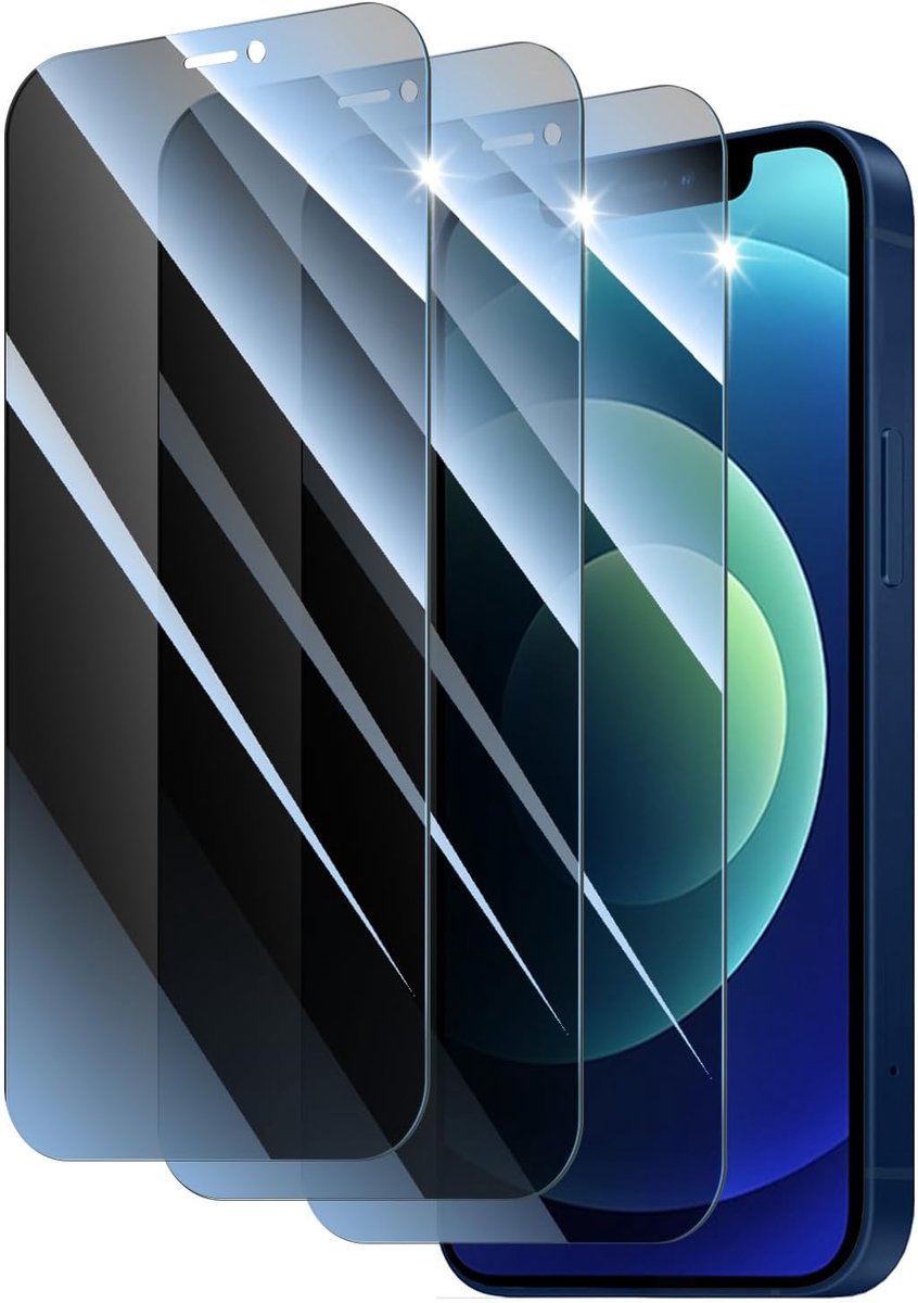 Displaybeschermfolie voor iPhone 12/12 Pro, anti-spy gehard glas, schokbestendige en krasbestendige displaybeschermfolie, 3 stuks