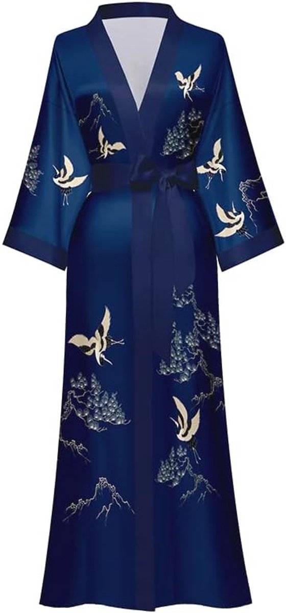 Lange satijnen kimono, zijdeachtige badjas met bloemen, ochtendjas voor bruidsmeisje, One Size | Zijdeachtige badjas voor bruidsmeisjes, bruiloft, vrijgezellenfeest, ochtendjas