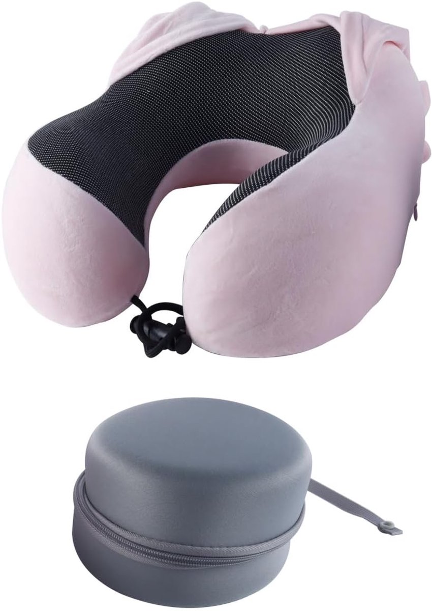 Nekkussen voor in het vliegtuig, reiskussen met capuchon, comfortabel en lichtgewicht, ideaal voor vliegtuigstoelen, auto's, thuis en op kantoor.