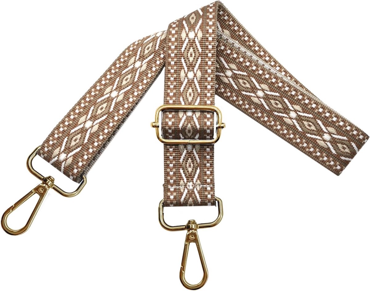 Schouderriem voor tassen, draagriem voor dames, tasriem om te wisselen, tasriem breed 3,8 cm met zilveren karabijnhaak, schouderriem voor schoudertas, handtassen, kleurrijk, N