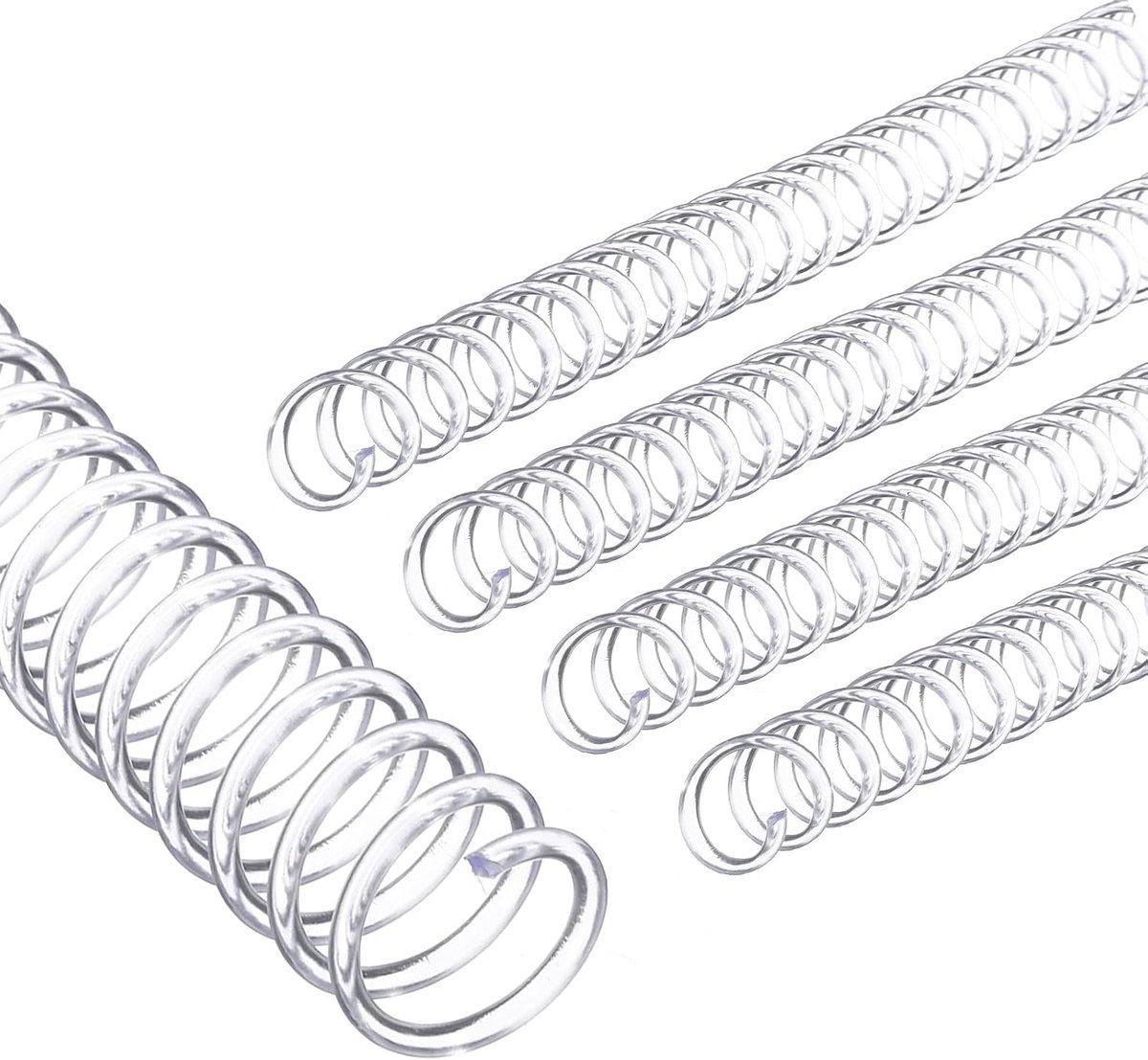 13mm (1/2") Plastic Spiraalbindende Spoelen, 20 Stks Bindspiralen 105 Vel Capaciteit 4:1 Pitch Binding Spiralen voor het Binden van Papieren Vellen, Transparant