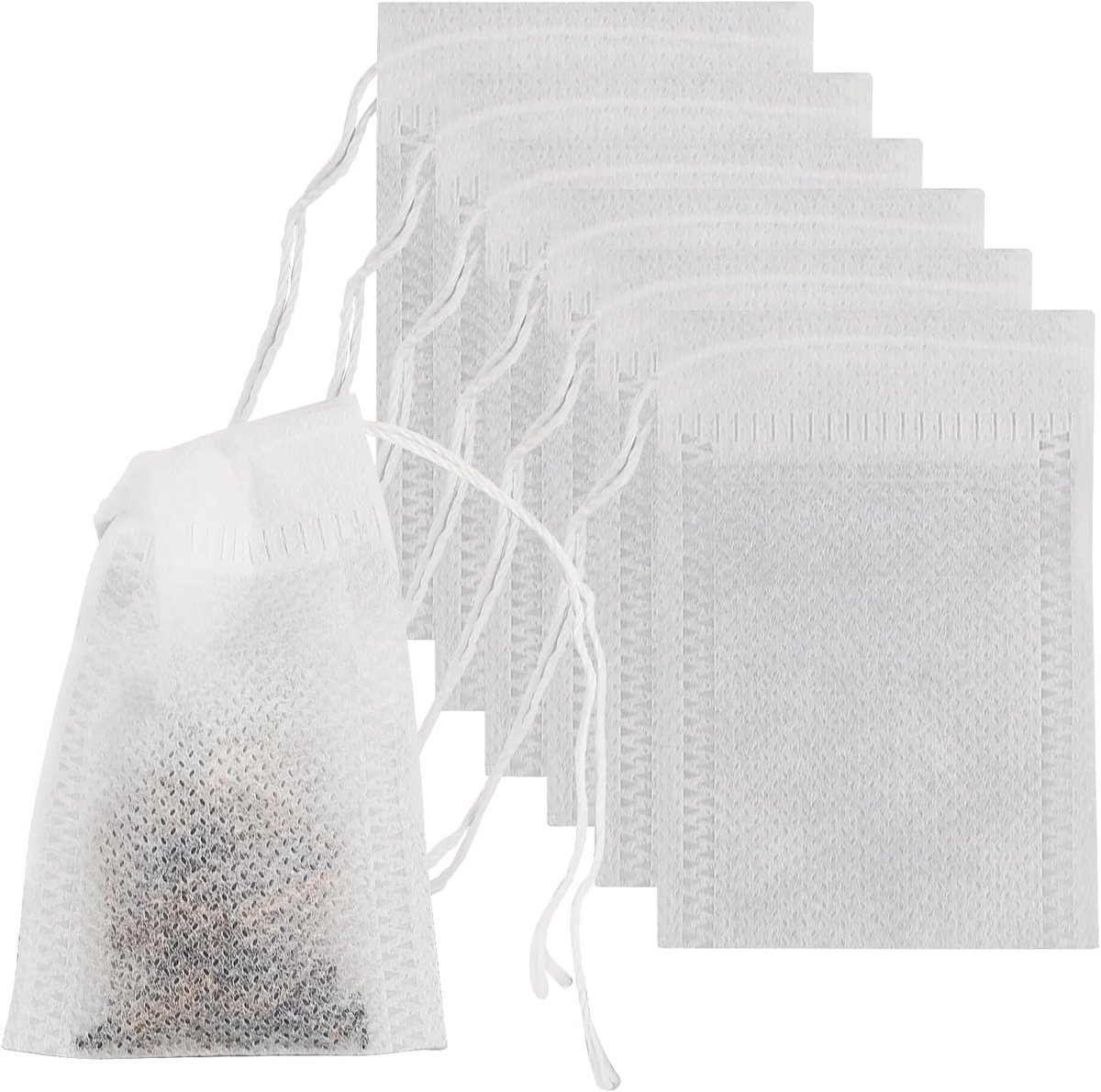 50 stuks mousseline zak, 5 x 7 cm mesh zakken, katoenen mousseline trekkoord zakken, herbruikbare theezakjes, kaasdoek, brouwzakken, barrièrezakken, voor het opbergen van kruiden, losse thee en