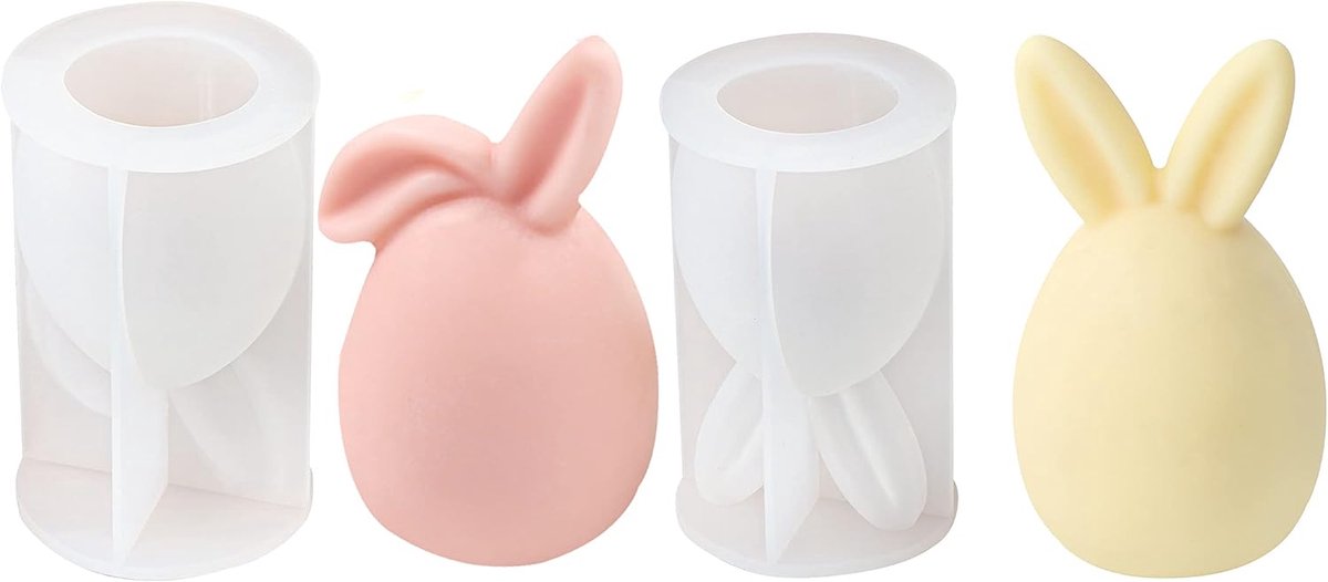 2 stuks paashaas siliconen vorm 3D paashaas kaarsvormen zeepvorm siliconen bakvorm oren haas mousse taartvorm voor taartdecoratie, chocolade, zeep, sojawas kaarsen, paascadeaus