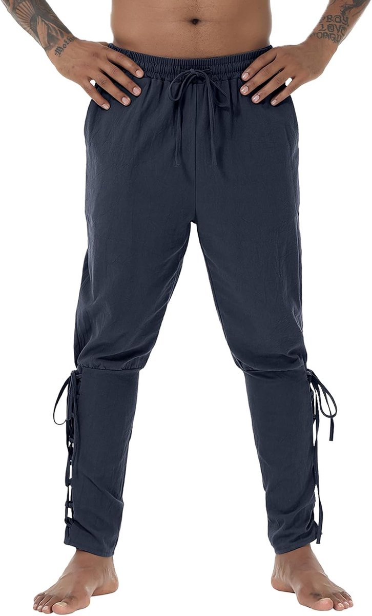 Middeleeuwse kleding heren piratenbroek heren piratenkostuum cosplay renaissance Viking broek vrijetijdsbroek met zakken