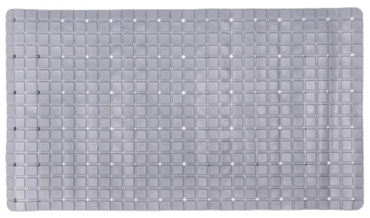 COVREO Antislip badmat 40 x 70 cm donkergrijs kunststof, voor badkamer