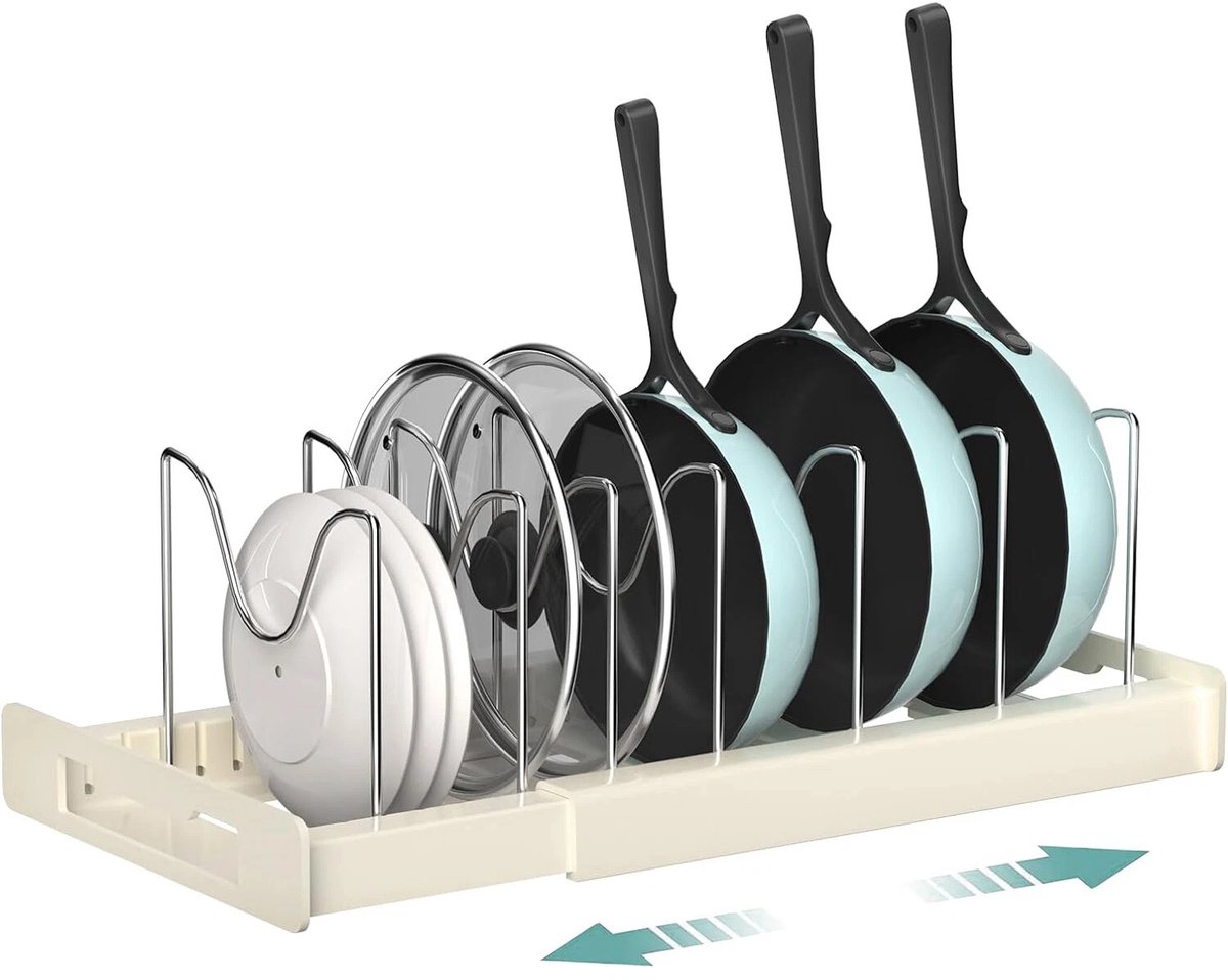 COVREO Uittrekbare keuken organizer 56 x 20,4 x 14,7 cm wit RVS, 7 verdelers