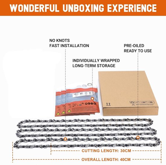 3 stuks MS170 zaagketting voor 30 cm zaagblad 3 - 8" LP 1 - 1 mm 44 TG - kettingzagen ketting compatibel met Stihl MS162 MSE170C MS194T - 3610 000 0044 - Ketting compatibel met MSE170C MS194T - 3610 000 0044 - 3 stuks — afbeelding 3