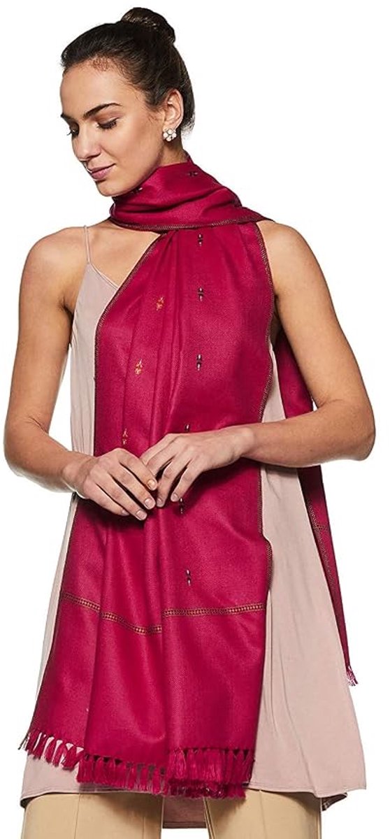 N3 Collecties Dames sjaals/stola's van Kasjmiri poly wol in roze, 100 cm x 200 cm
