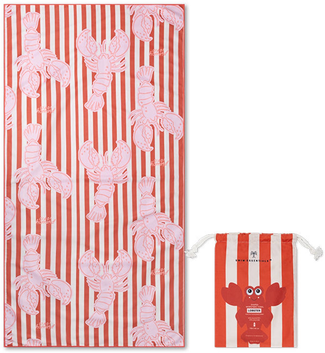 Swim Essentials Strandlaken Microvezel- Rood - Lobster Bay - 180 X 90 Cm