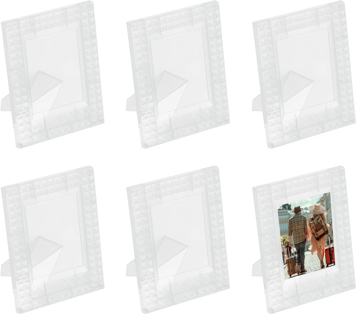 Lijsten, 6 stuks mini kunststof fotolijsten rustieke retro fotolijst voor de weergave van foto's, schilderijen, landschapsposters, kunstwerken, transparant