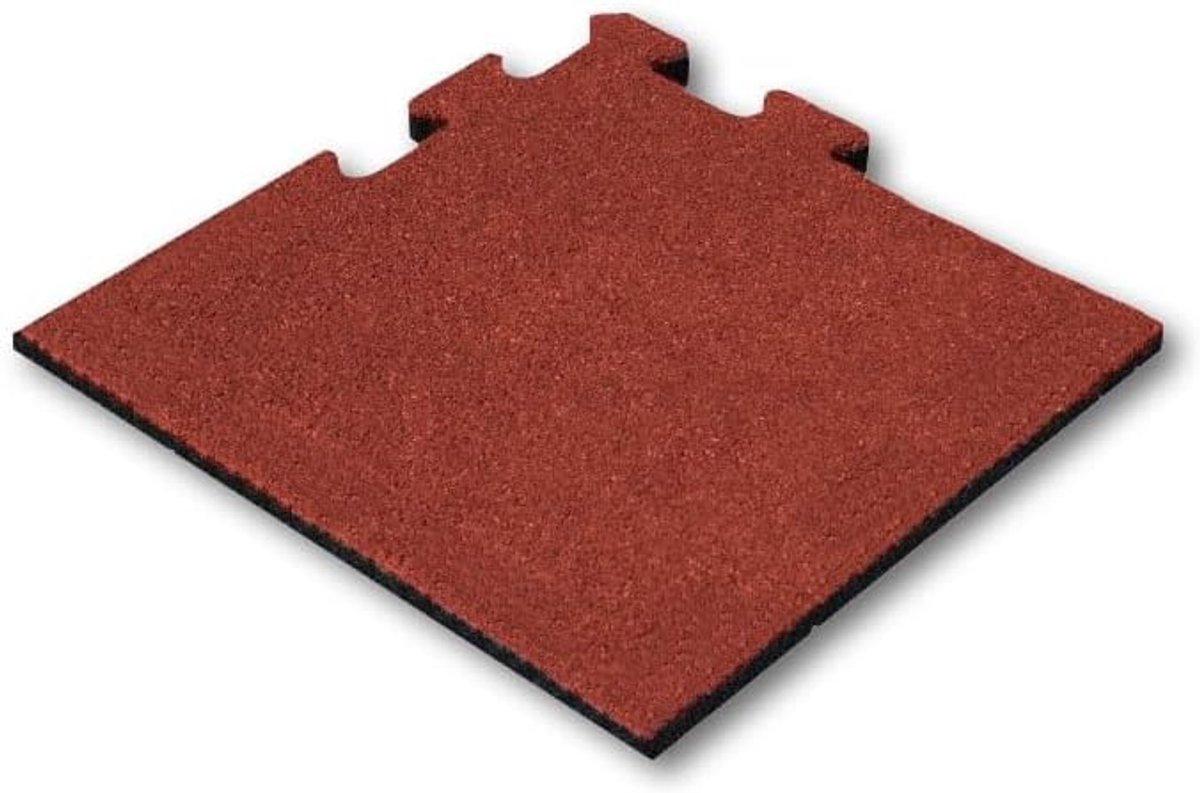 Rubberen puzzeltegel - 50 mm dik - 50x50 cm (eindstuk, rood)