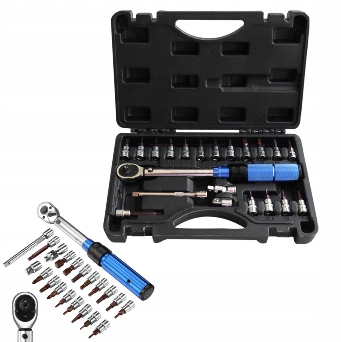 Merkloos Fiets momentsleutel Set 2-24 Nm, 21 Delen, 1/4" Aandrijving