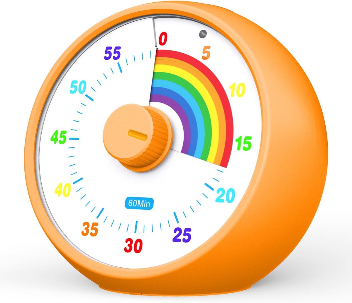 Timer voor kinderen, 60-minuten afteltimer voor klas, kantoor & keuken, bureau-timer met stiltefunctie, Pomodoro-time met regenboogpatroon (Oranje)