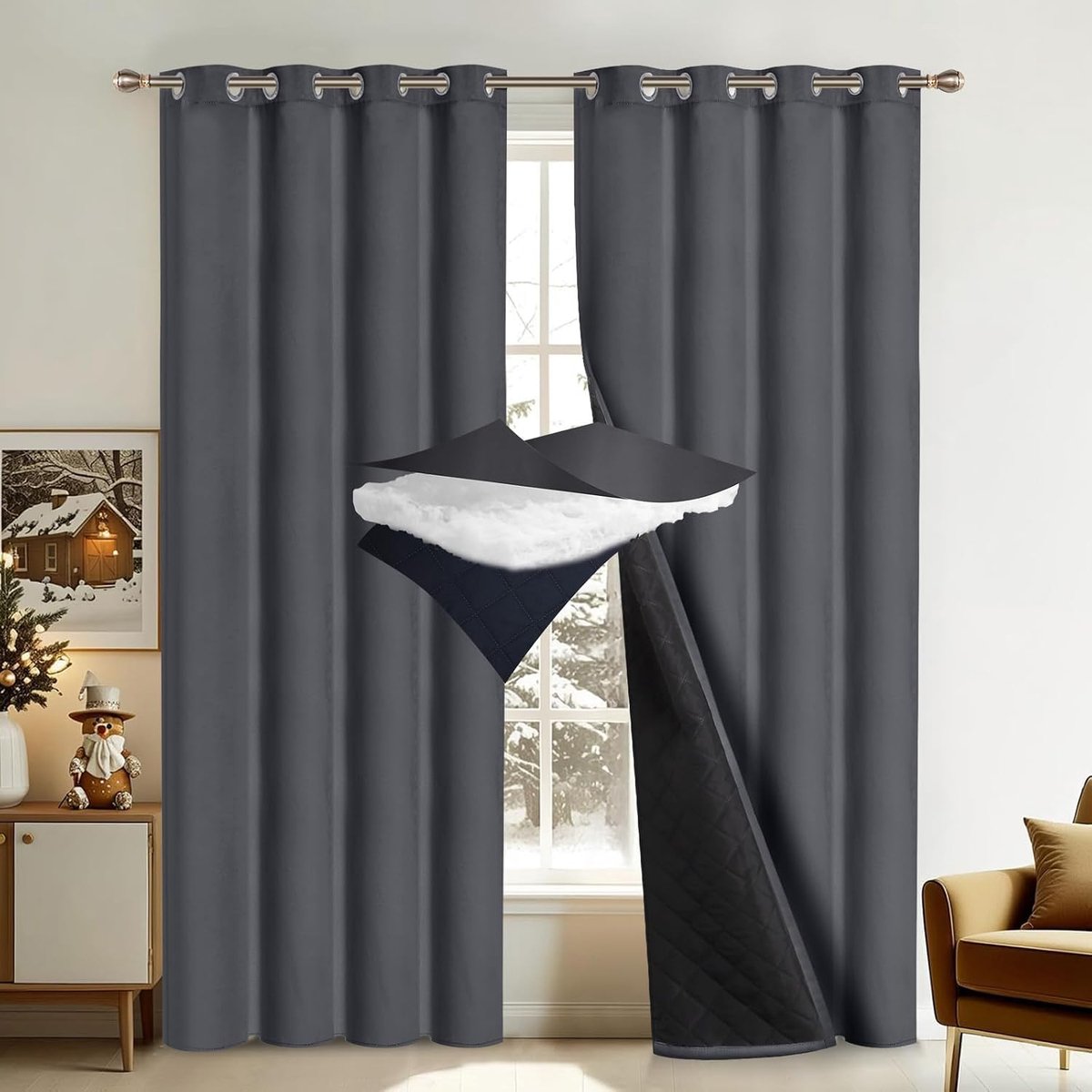 Gordijnen Velvet gordijn paneelgordijnen 2-delig, H 213 x B 132 cm, grijs