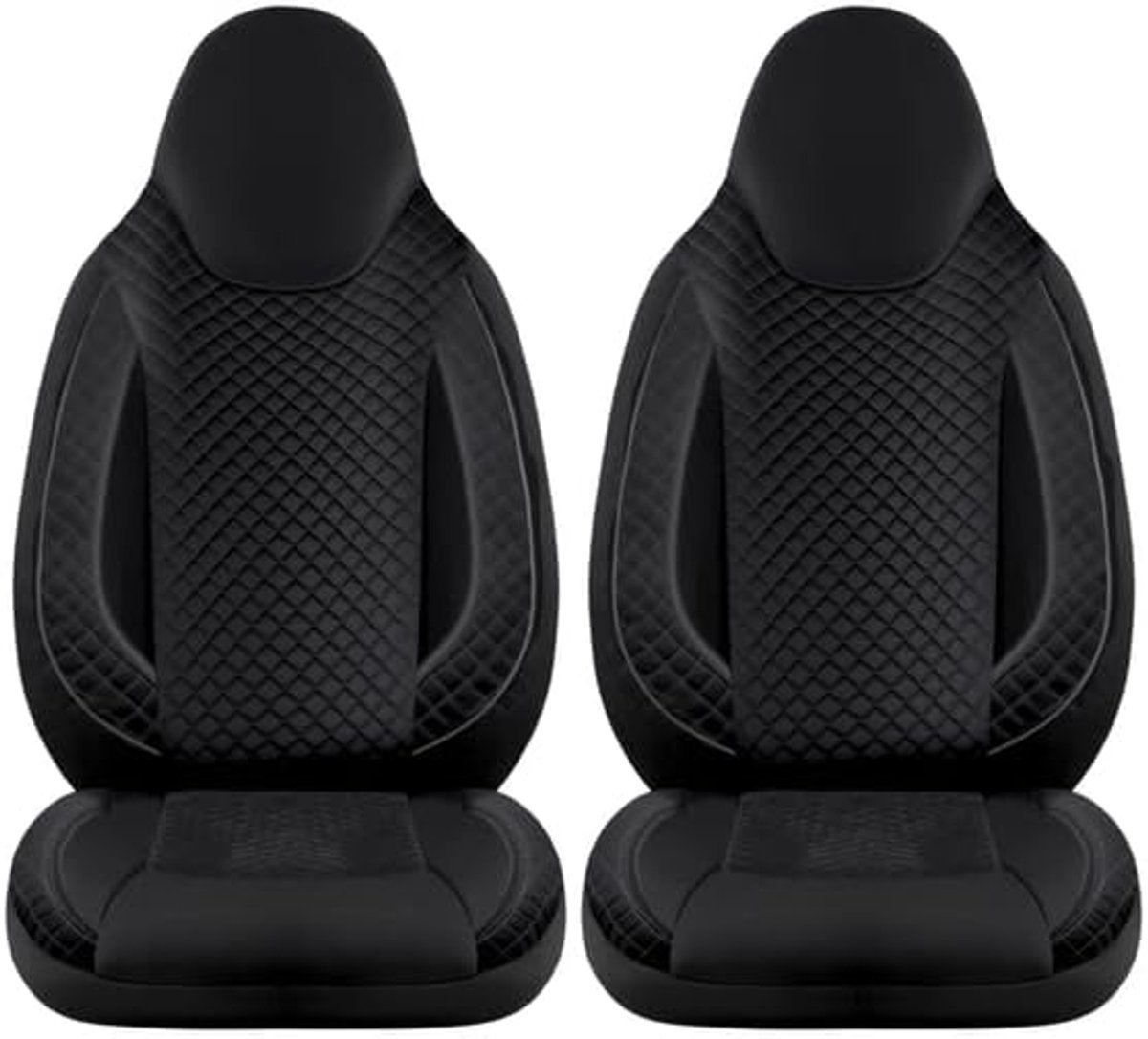 Stoelhoezen, compatibel met FIAT Doblo, camper, caravan, perfecte pasvorm, set van 2 stuks, bestuurder 1 + 1 passagierszijde, met armleuninghoezen, CBA104, zwart