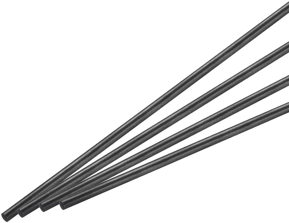 Koolstofvezelstaaf, 3 mm x 150 mm kolenstaaf voor RC-vliegtuig, doe-het-zelf handwerk, draakvleugelbuis, quadcopter, arm reparatie verpakking met 4 stuks