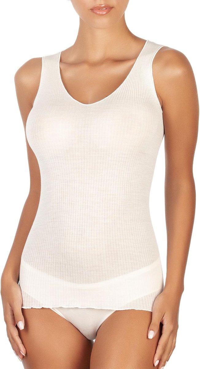 Luxe wol zijde V-hals tank top. trots gemaakt in Italië. (Art.1492)