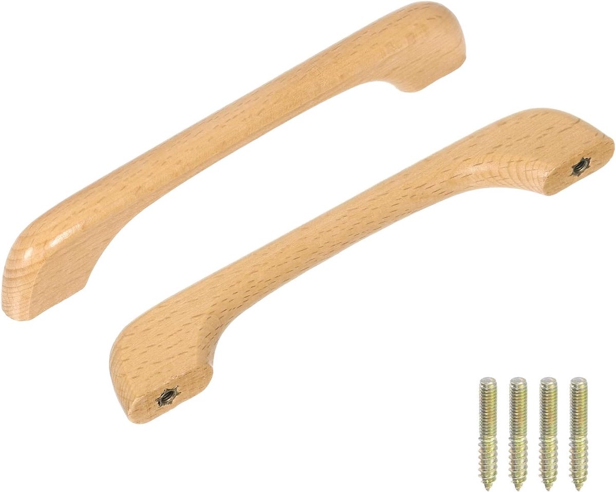 2 stuks onafgewerkte handgrepen voor laden van hout set 128 mm / 5,04 inch gat afstand handgrepen keukenkast handvat voor meubels commode kleur hout