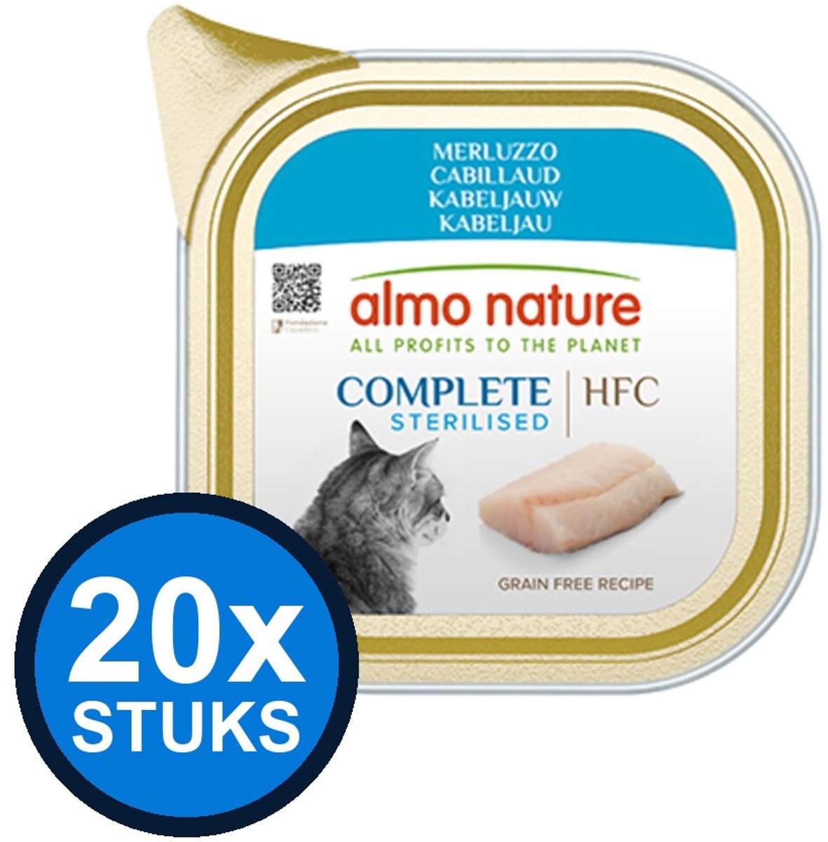 Almo Nature Almo Nature HFC cat alu complete sterilised kabeljauw 85gr