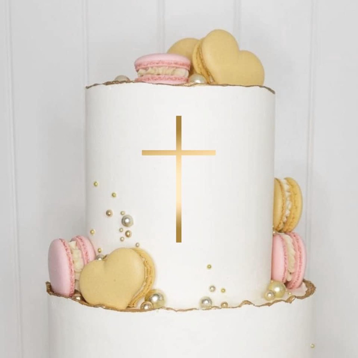 Taarttopper (kruis, goud, 1) voor communie, doop