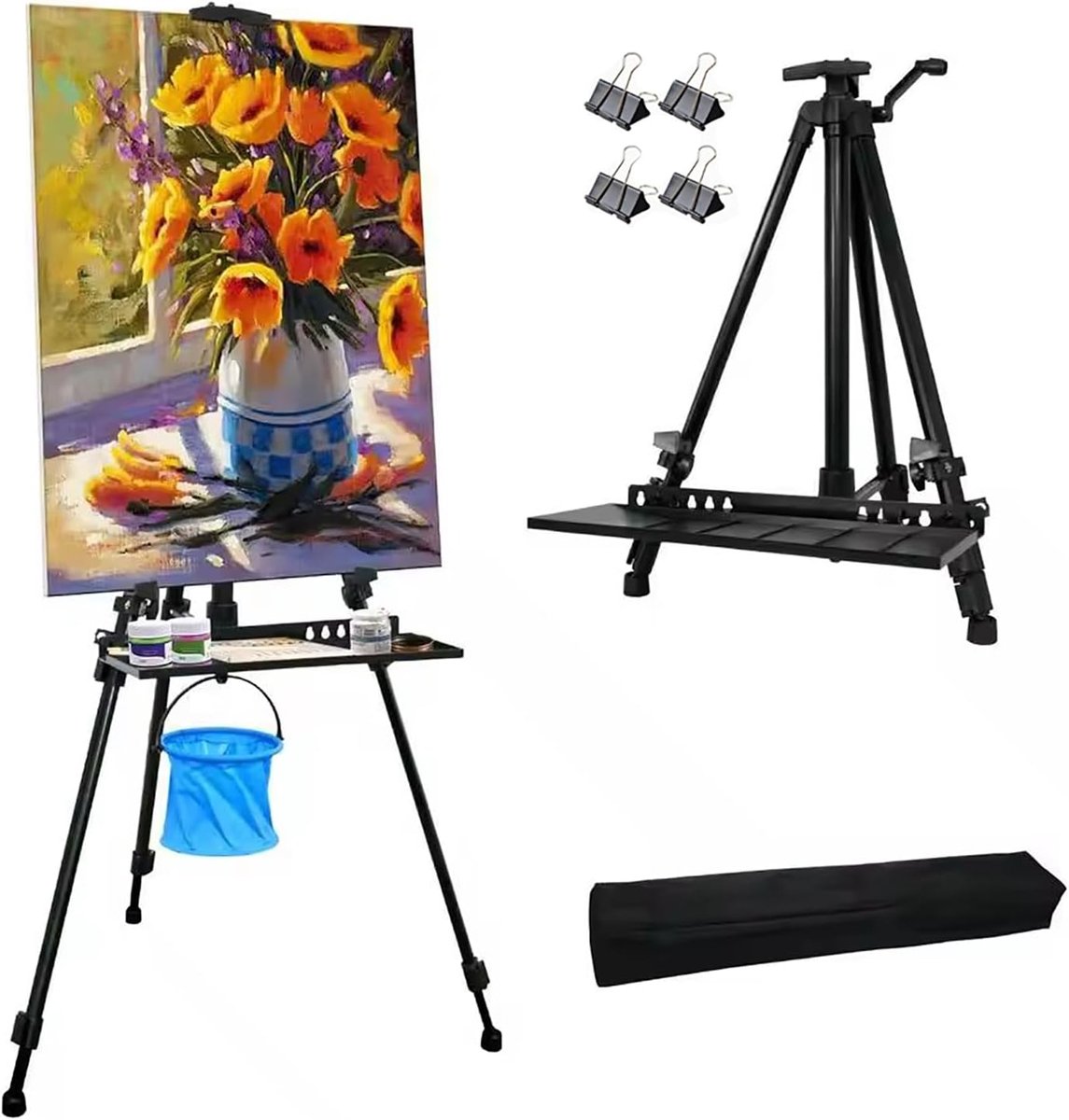 Schildersezel voor schilderen, schilderkunst, verstelbaar van 50-152 cm, inklapbaar, voor statief met tas/veer, voor tafel en vloer, artistieke tekeningen