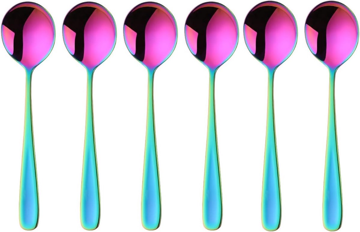 18/10 van roestvrij staal, 6 stuks, lengte 17,5 cm, breedte 4,5 cm, soeplepel voor haver, dessert, feest