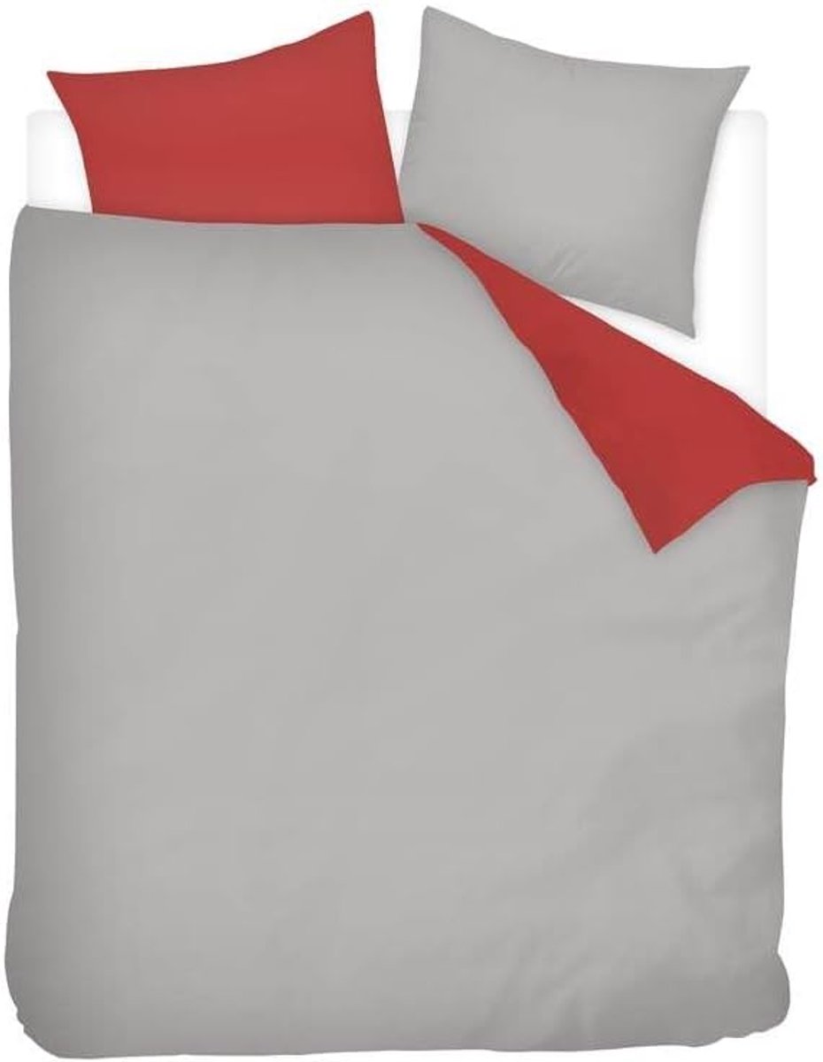 Dekbedovertrek - 200x200/220 cm + 2 kussenslopen 60x70 cm - Grijs/Rood