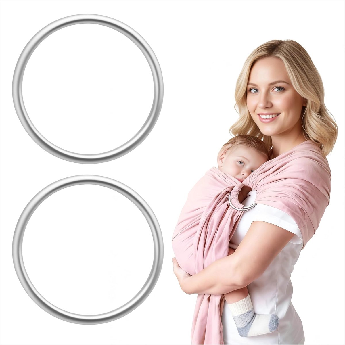 Gordelring van aluminium, ringen voor babydrager, accessoires voor babydrager, voor pasgeborenen, baby's, kinderen, draagtas, 2 stuks