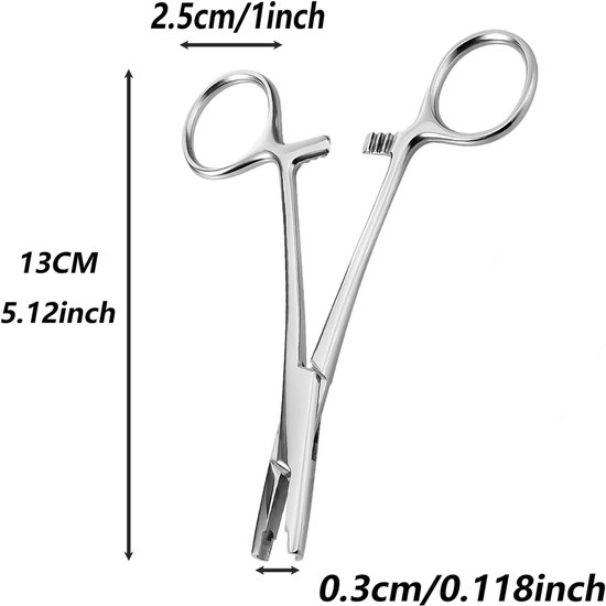 Tang, knutseltang, piercing tang voor balletjes, 13 cm lengte. Voor openingen van 3 mm. Beschikt over een zeer sterke grip, ideaal voor sieraden, kralen en — afbeelding 5